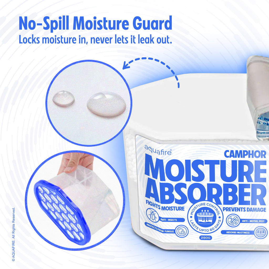 Moisture Absorber, 280g , CAMPHOR , Spill Proof Dehumidifier, Fights Moisture, Prevents Damage & Fungus