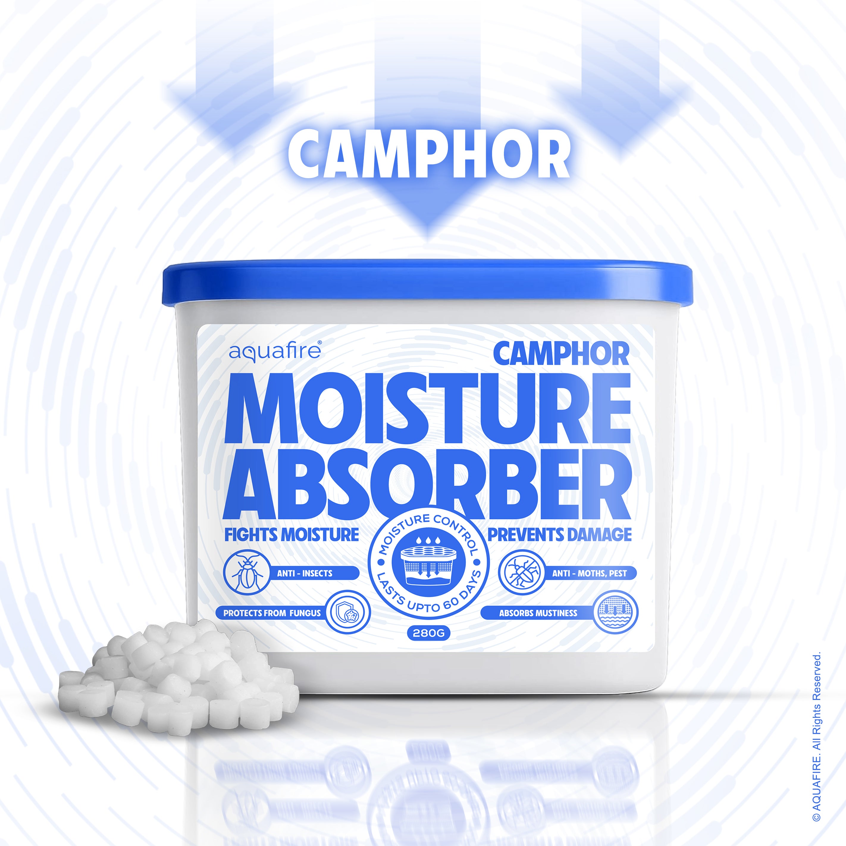 Moisture Absorber, 280g , CAMPHOR , Spill Proof Dehumidifier, Fights Moisture, Prevents Damage & Fungus