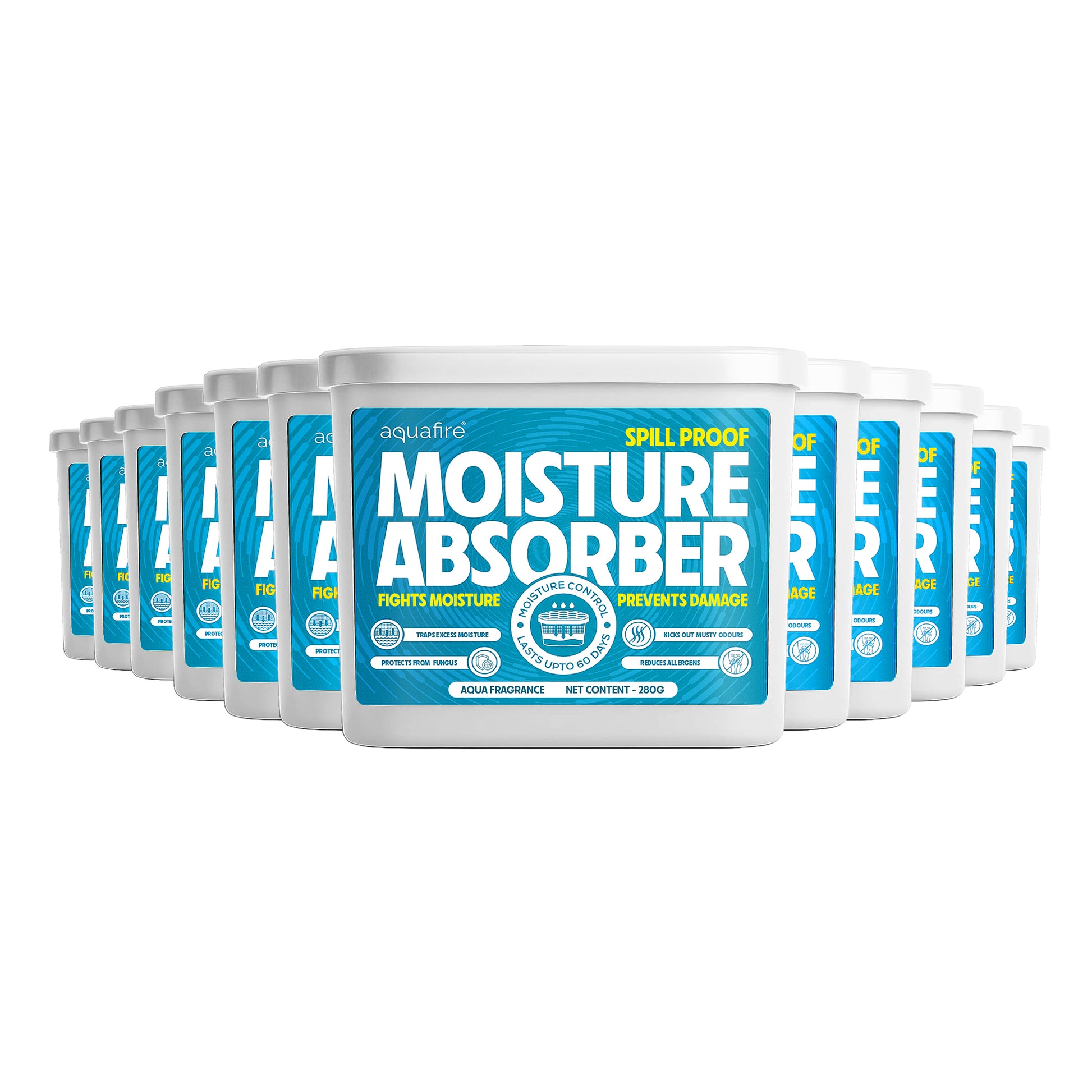 Moisture Absorber, 280g X 12, AQUA, Spill Proof Dehumidifier, Fights Moisture, Prevents Damage & Fungus