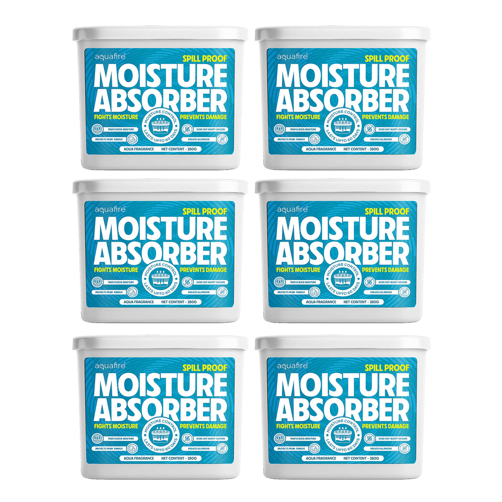 Moisture Absorber, 280g X 6, AQUA, Spill Proof Dehumidifier, Fights Moisture, Prevents Damage & Fungus
