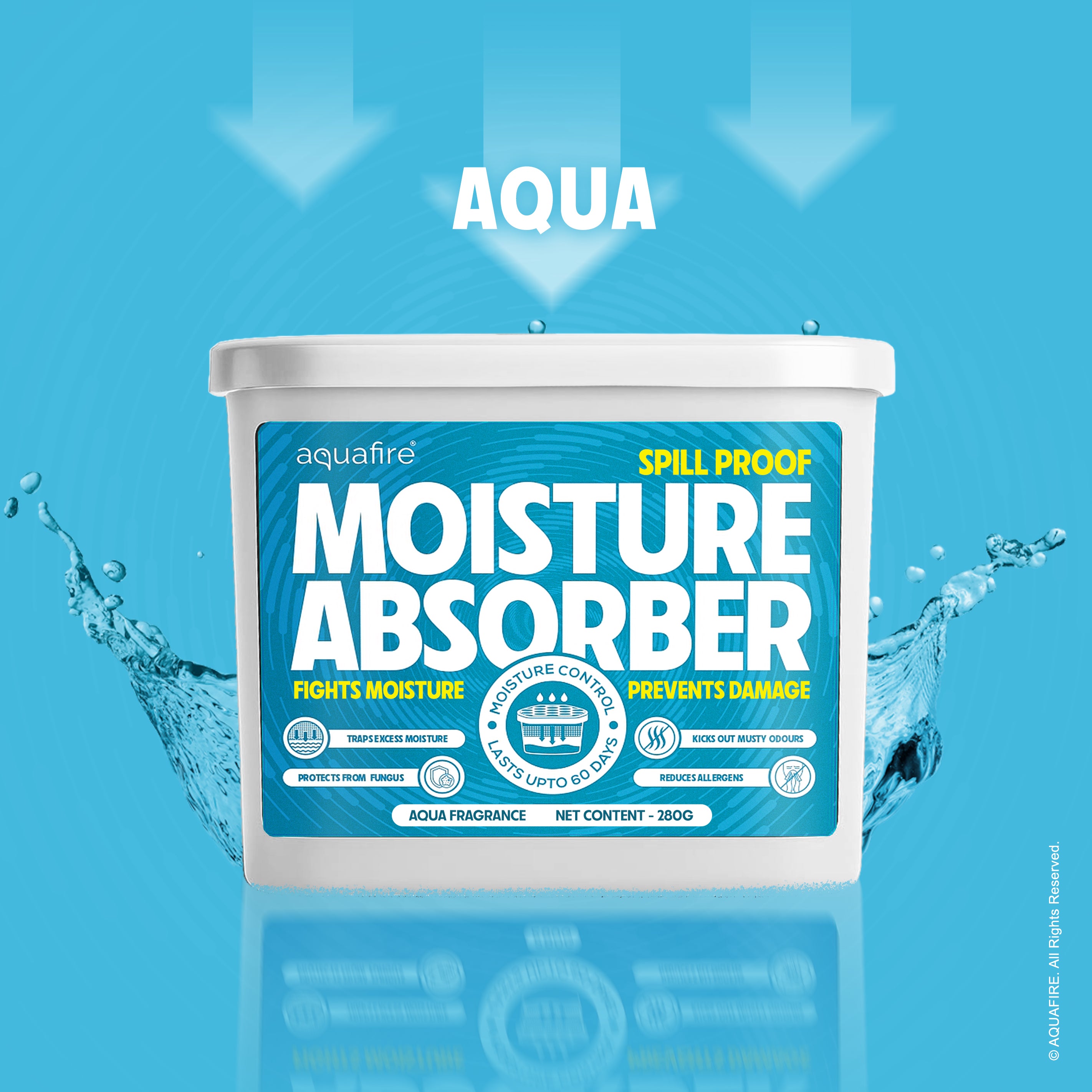 Moisture Absorber, 280g  AQUA, Spill Proof Dehumidifier, Fights Moisture, Prevents Damage & Fungus