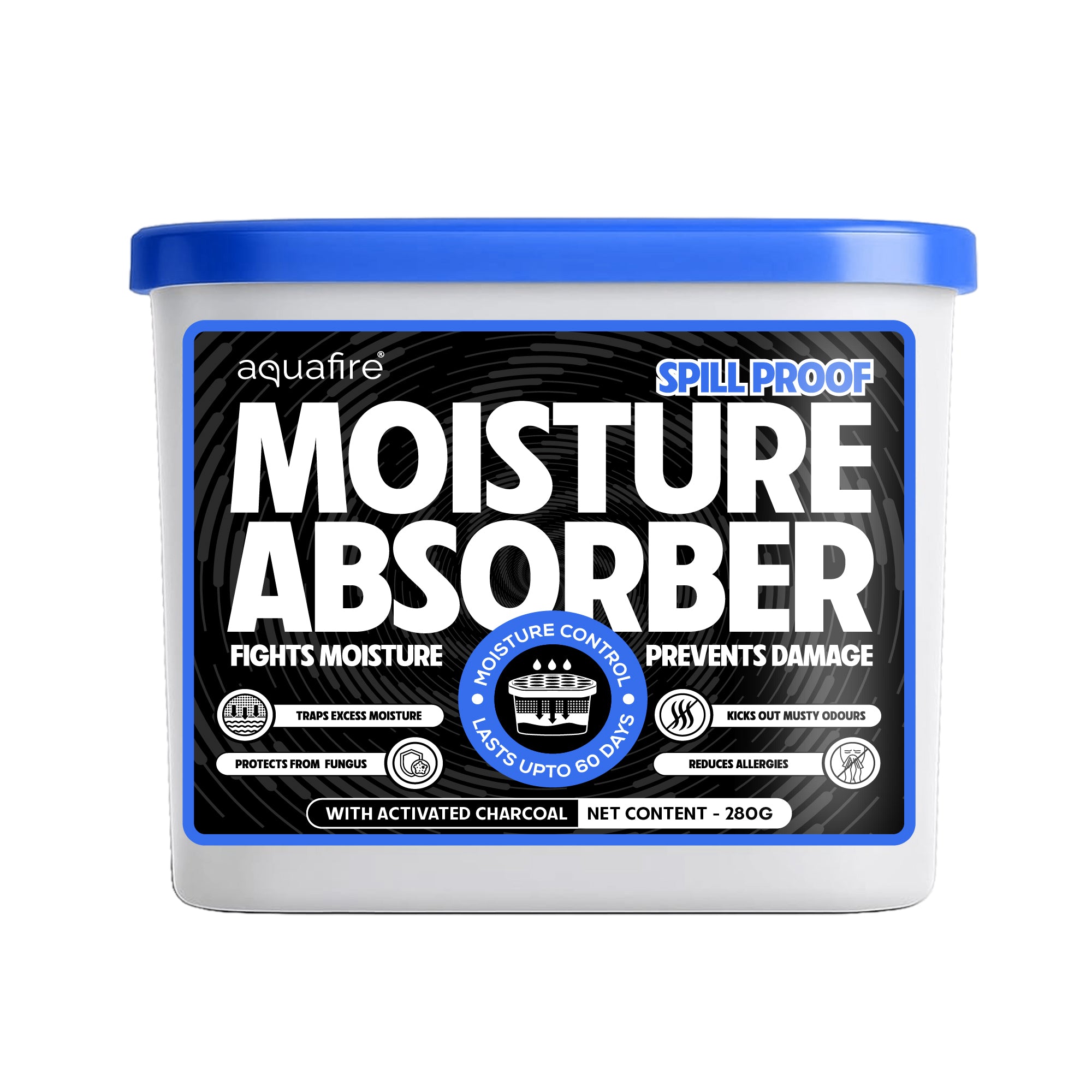 Moisture Absorber, 280g , CHARCOAL, Spill Proof Dehumidifier, Fights Moisture, Prevents Damage & Fungus