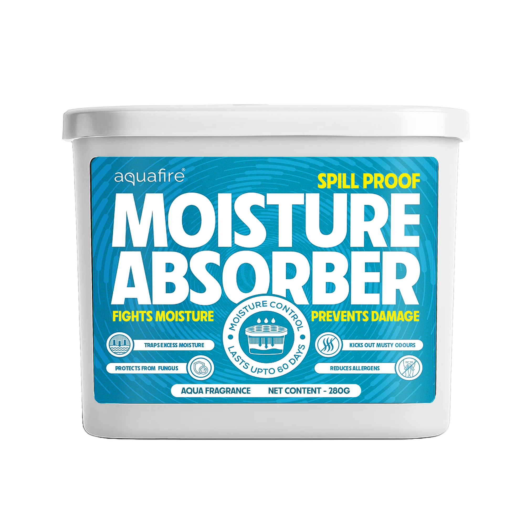 Moisture Absorber, 280g  AQUA, Spill Proof Dehumidifier, Fights Moisture, Prevents Damage & Fungus