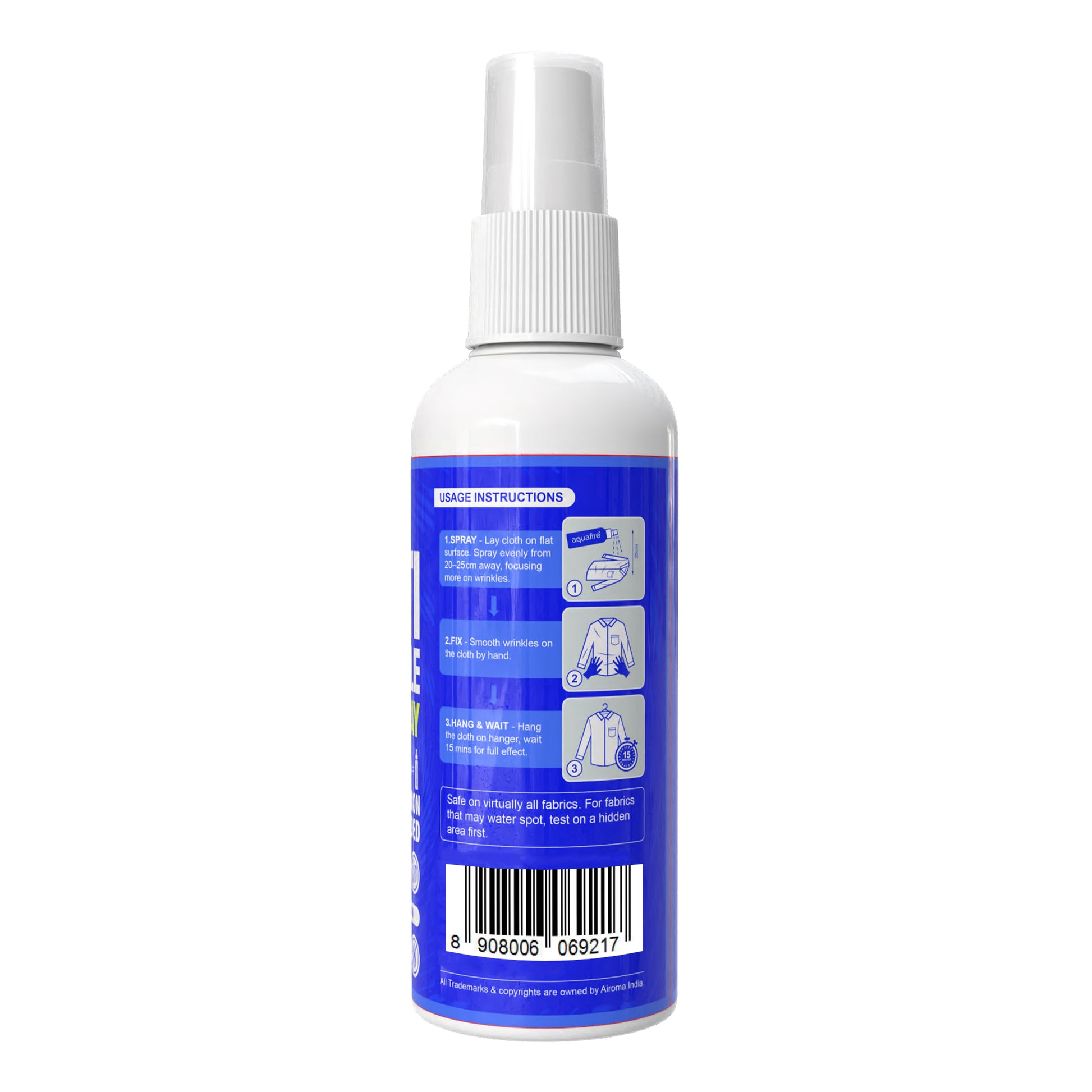 Instant Anti Wrinkle Spray (Pack of 3), No Iron Needed, Fabric Refresher with Odour Eliminator, Made in India (Copy) (Copy)