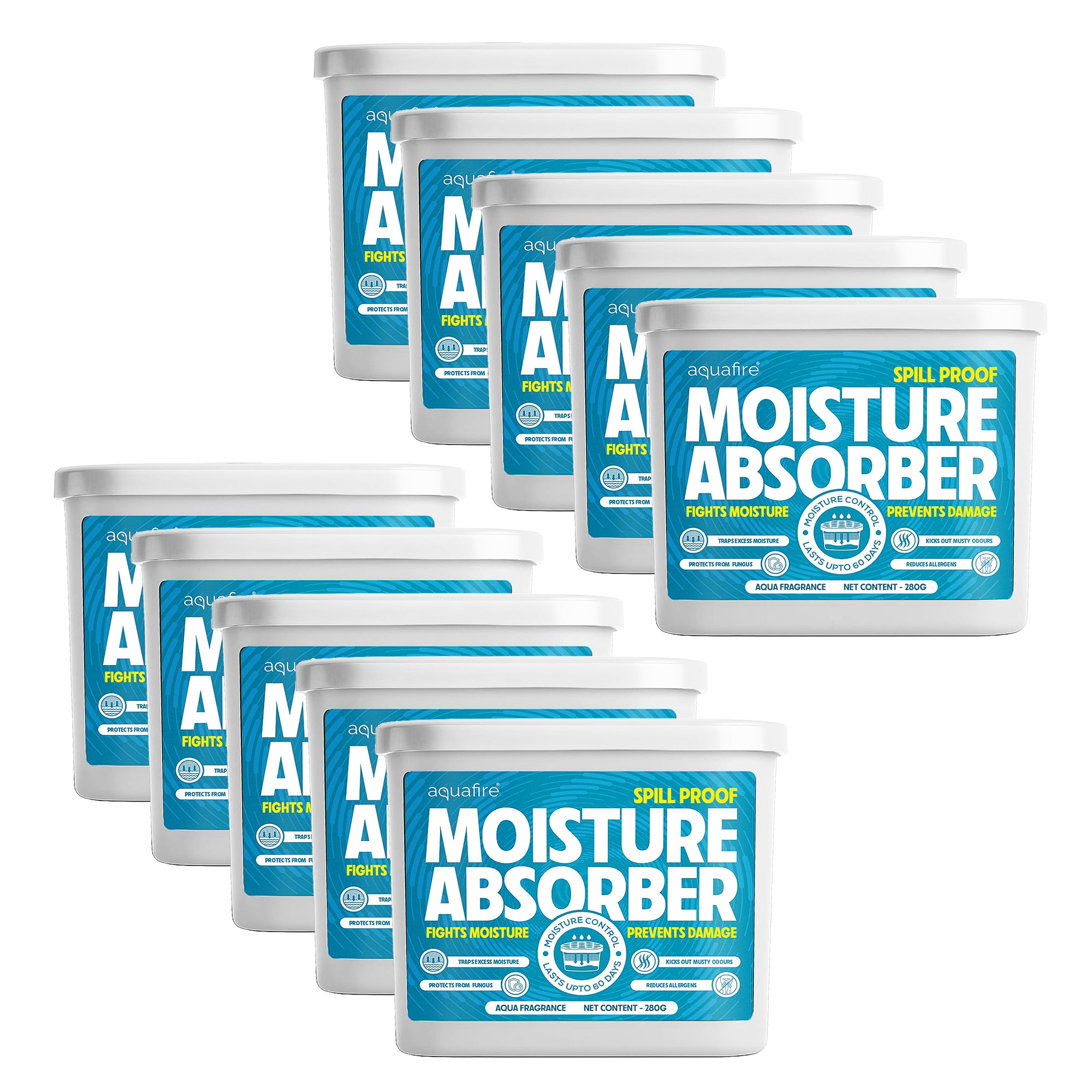 Moisture Absorber, 280g , Aqua, Spill Proof Dehumidifier, Fights Moisture, Prevents Damage & Fungus