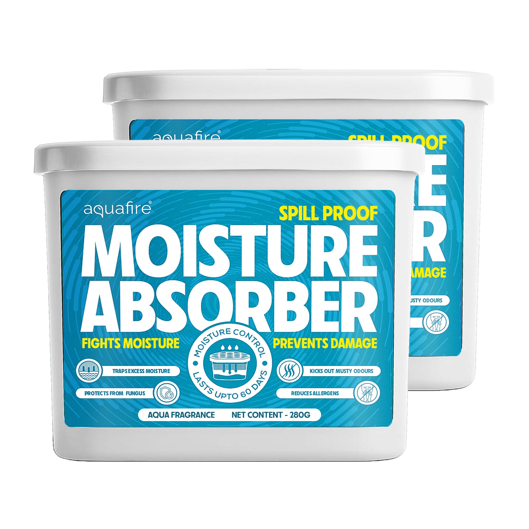 Moisture Absorber, 280g , Aqua, Spill Proof Dehumidifier, Fights Moisture, Prevents Damage & Fungus