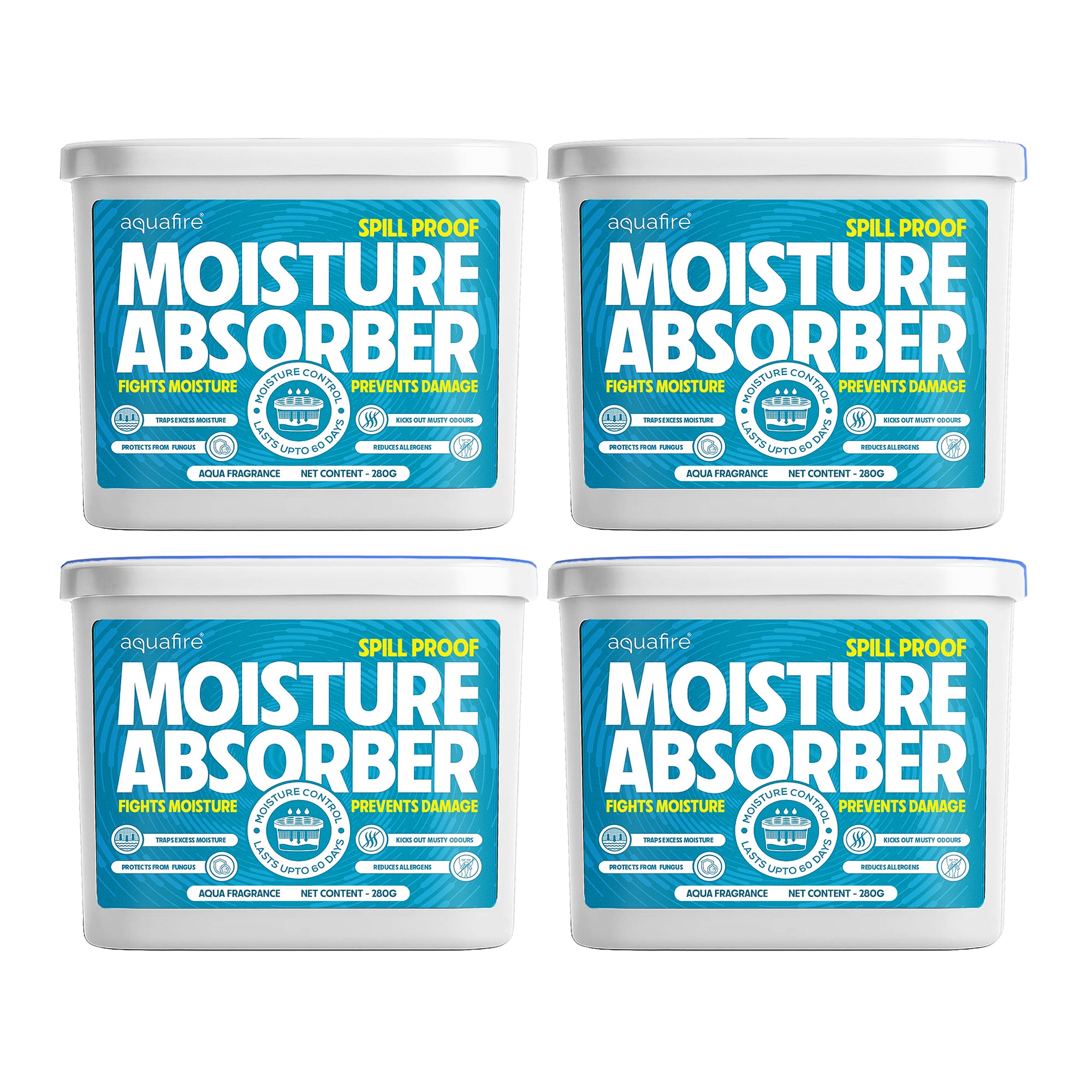 Moisture Absorber, 280g , Aqua, Spill Proof Dehumidifier, Fights Moisture, Prevents Damage & Fungus
