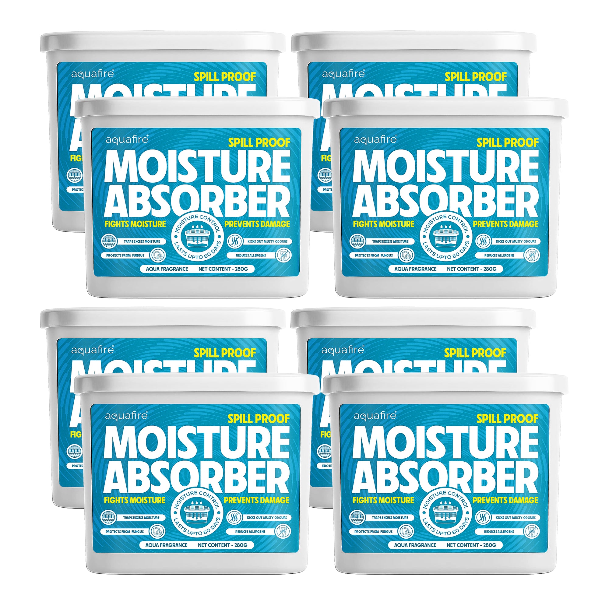 Moisture Absorber, 280g , Aqua, Spill Proof Dehumidifier, Fights Moisture, Prevents Damage & Fungus
