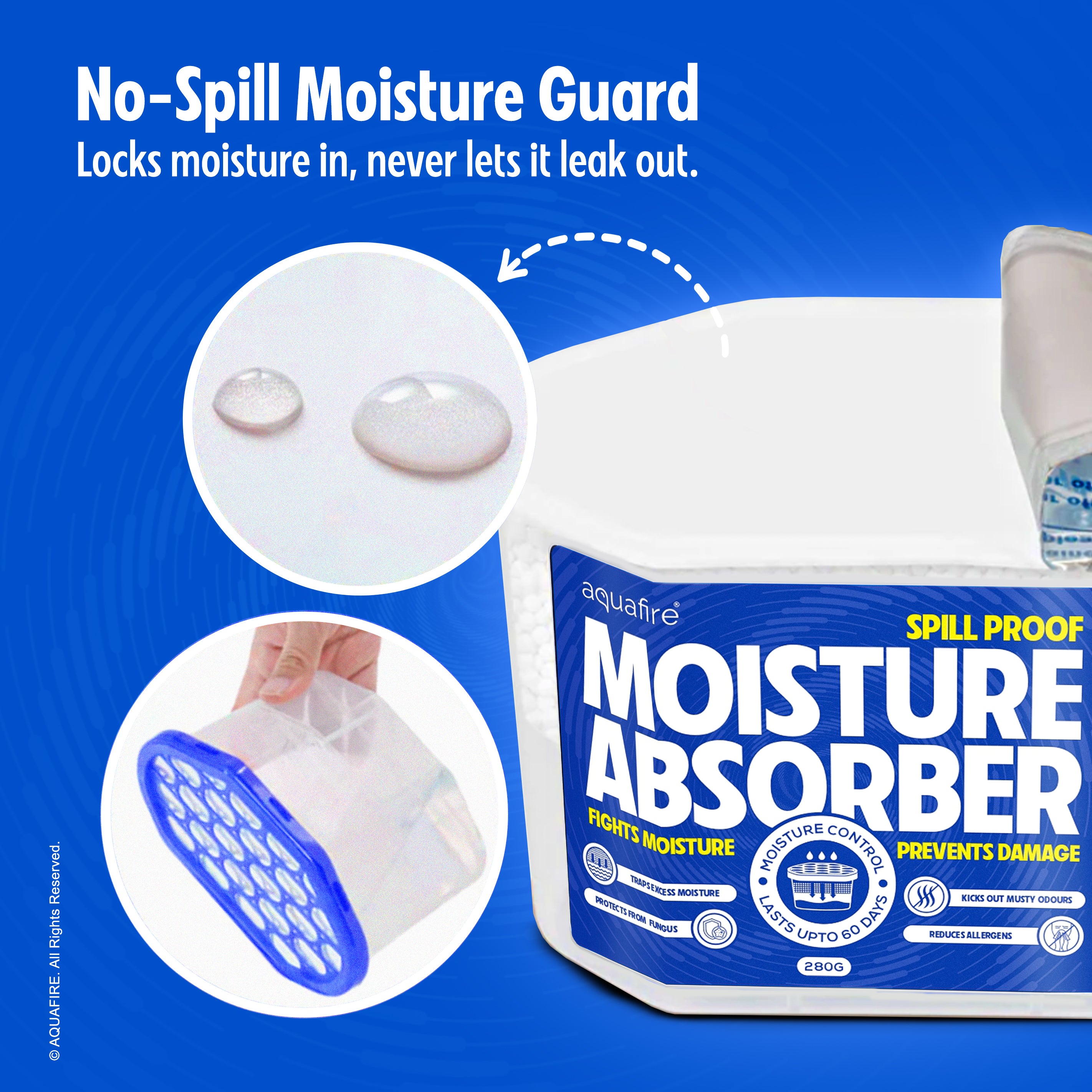 Moisture Absorber, 280g  AQUA, Spill Proof Dehumidifier, Fights Moisture, Prevents Damage & Fungus