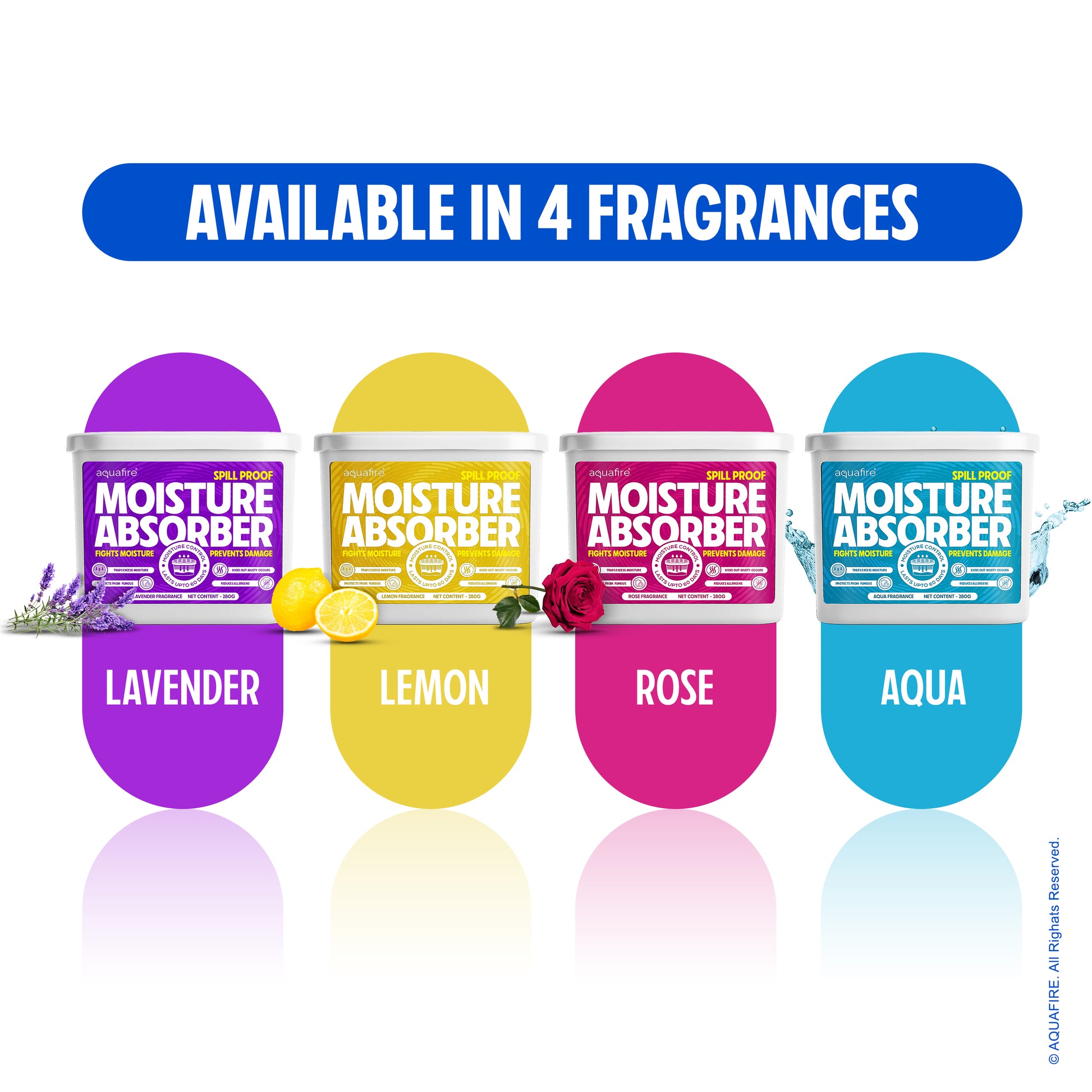 Moisture Absorber, 280g  AQUA, Spill Proof Dehumidifier, Fights Moisture, Prevents Damage & Fungus