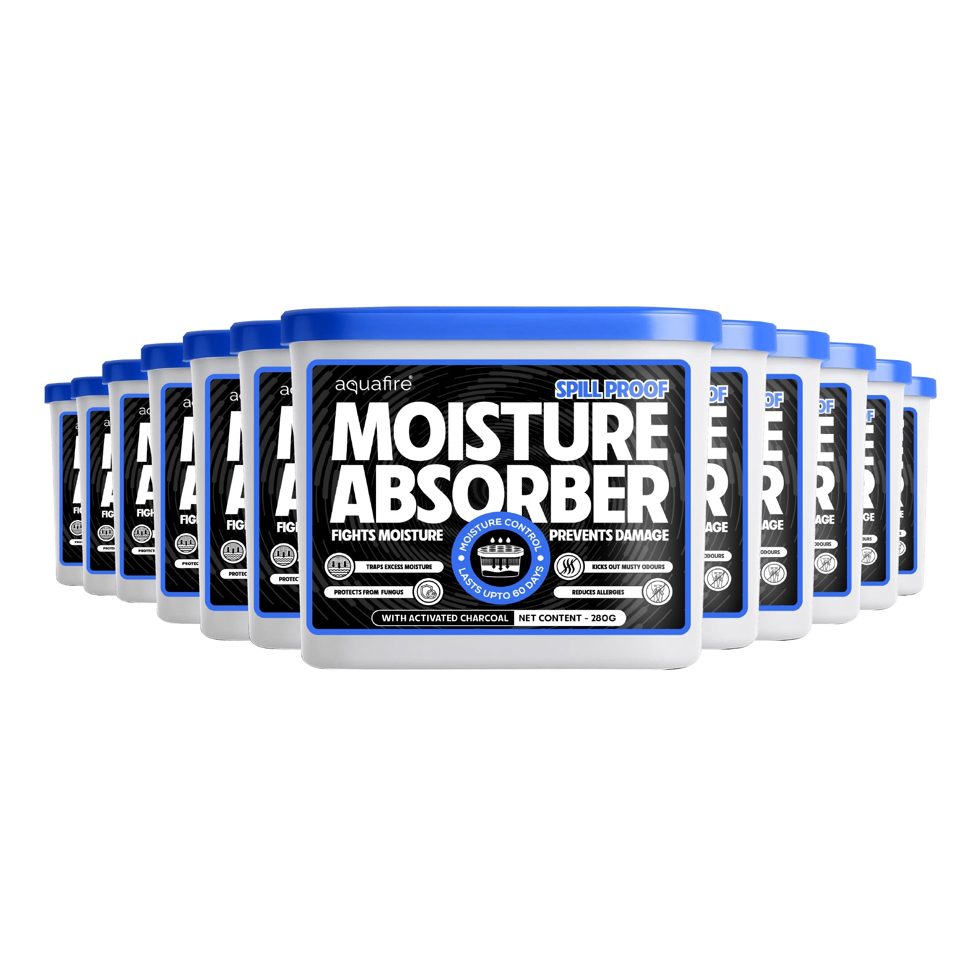 Moisture Absorber, 280g , CHARCOAL, Spill Proof Dehumidifier, Fights Moisture, Prevents Damage & Fungus