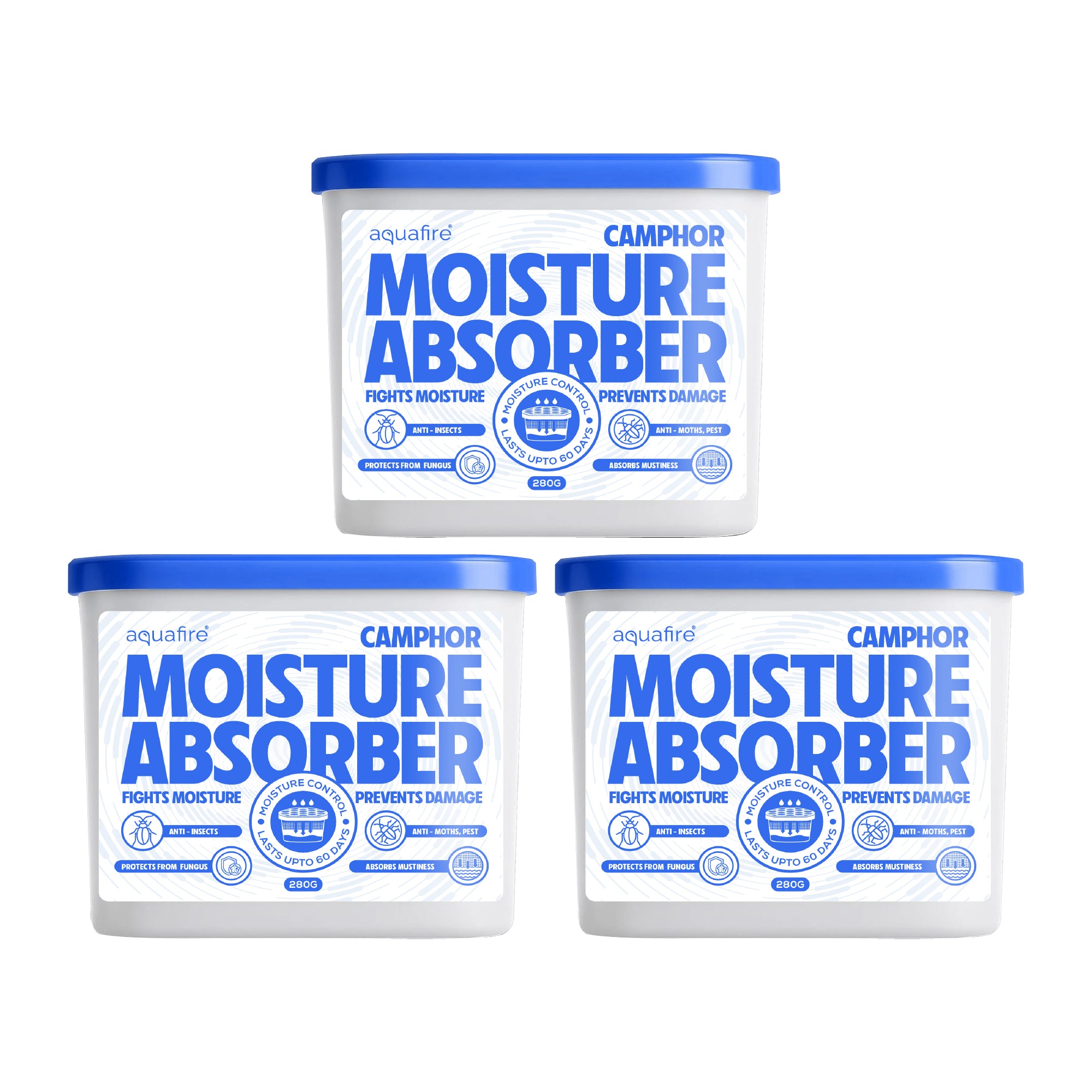 Moisture Absorber, 280g , CAMPHOR , Spill Proof Dehumidifier, Fights Moisture, Prevents Damage & Fungus