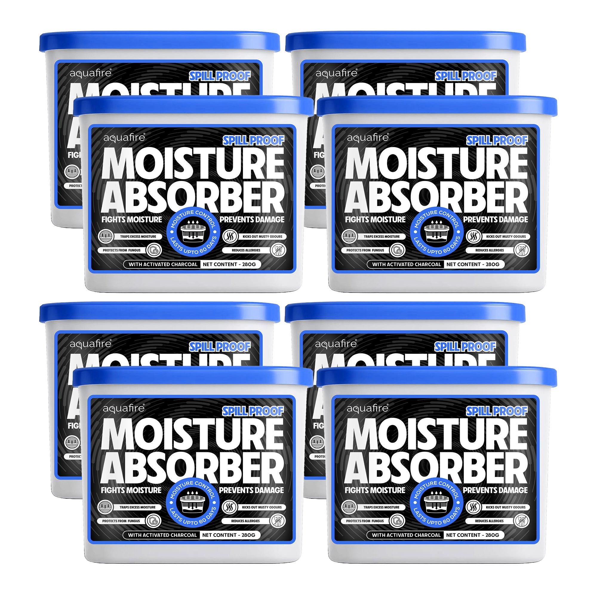 Moisture Absorber, 280g , CHARCOAL, Spill Proof Dehumidifier, Fights Moisture, Prevents Damage & Fungus