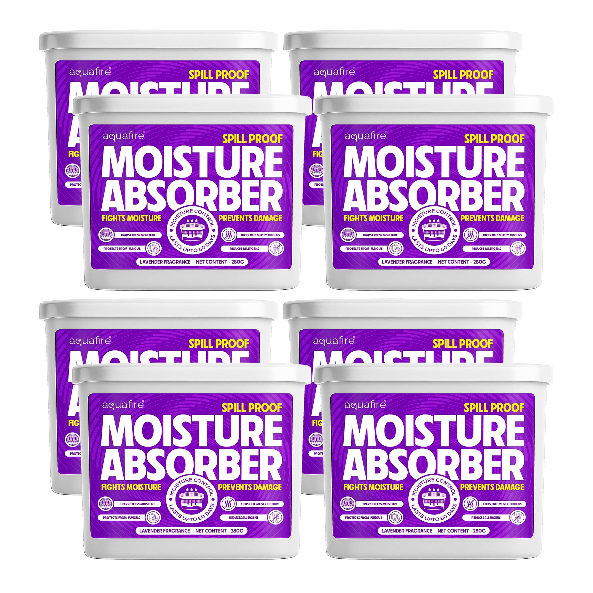 Moisture Absorber, 280g , Lavender , Spill Proof Dehumidifier, Fights Moisture, Prevents Damage & Fungus