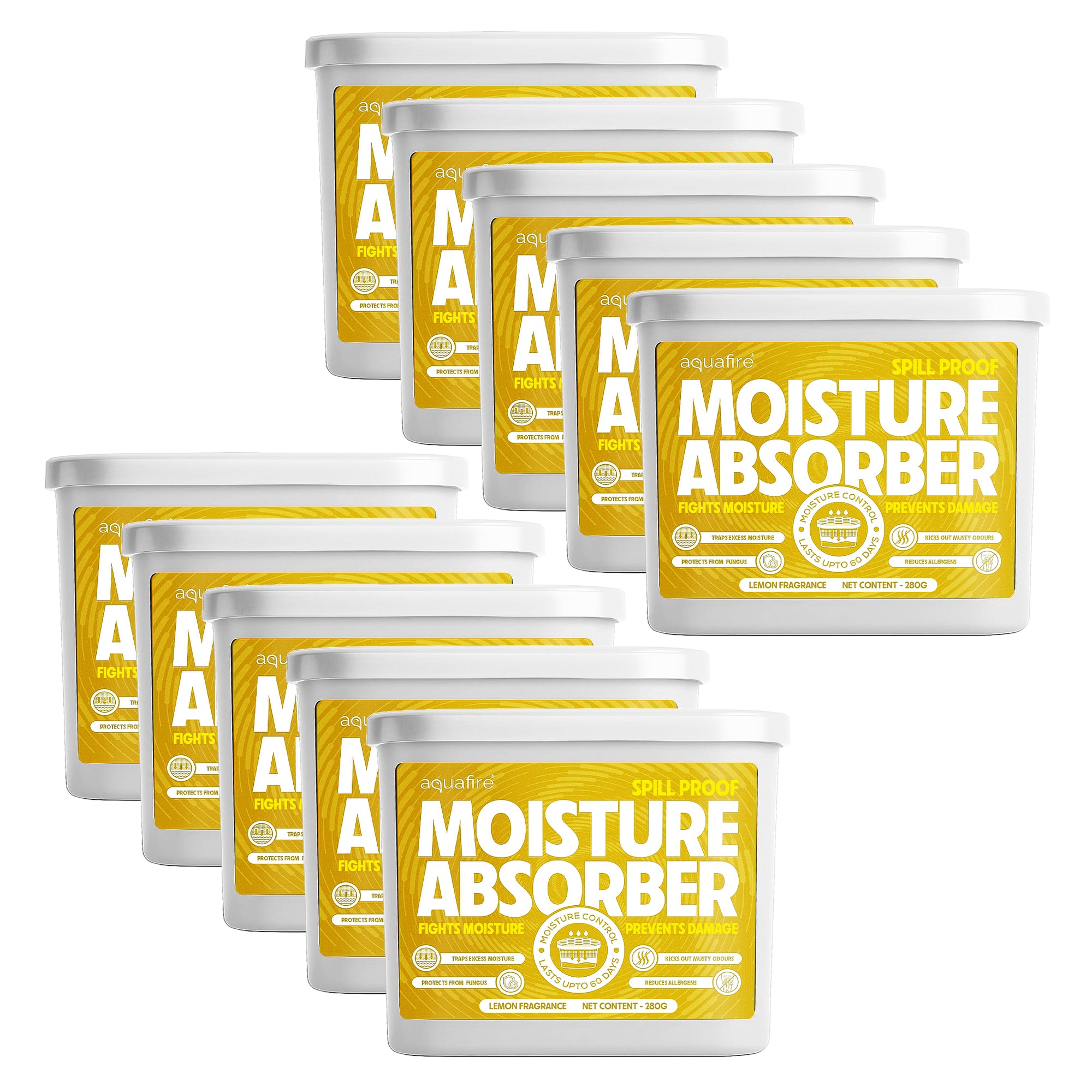 Moisture Absorber, 280g , Lemon , Spill Proof Dehumidifier, Fights Moisture, Prevents Damage & Fungus