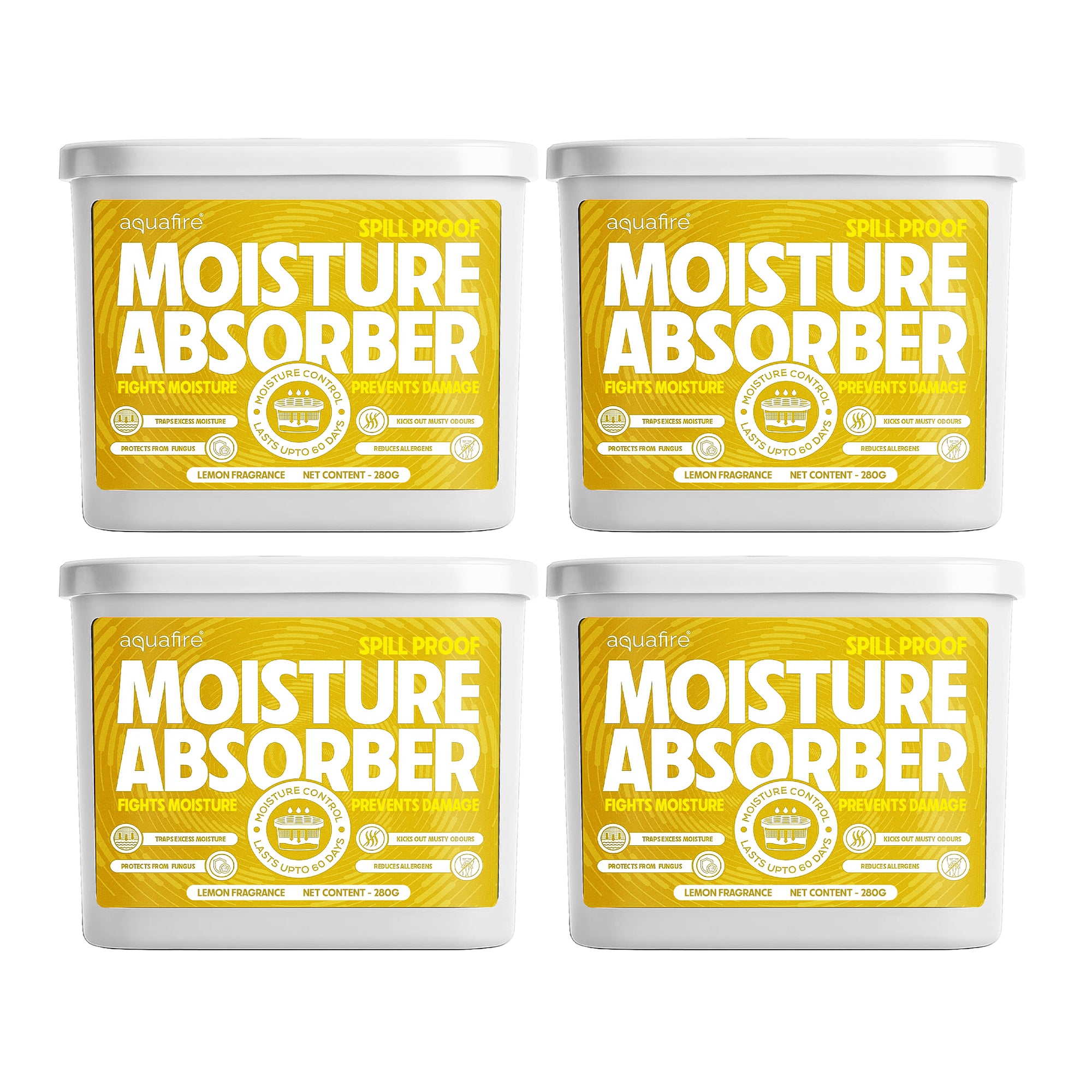 Moisture Absorber, 280g , Lemon , Spill Proof Dehumidifier, Fights Moisture, Prevents Damage & Fungus