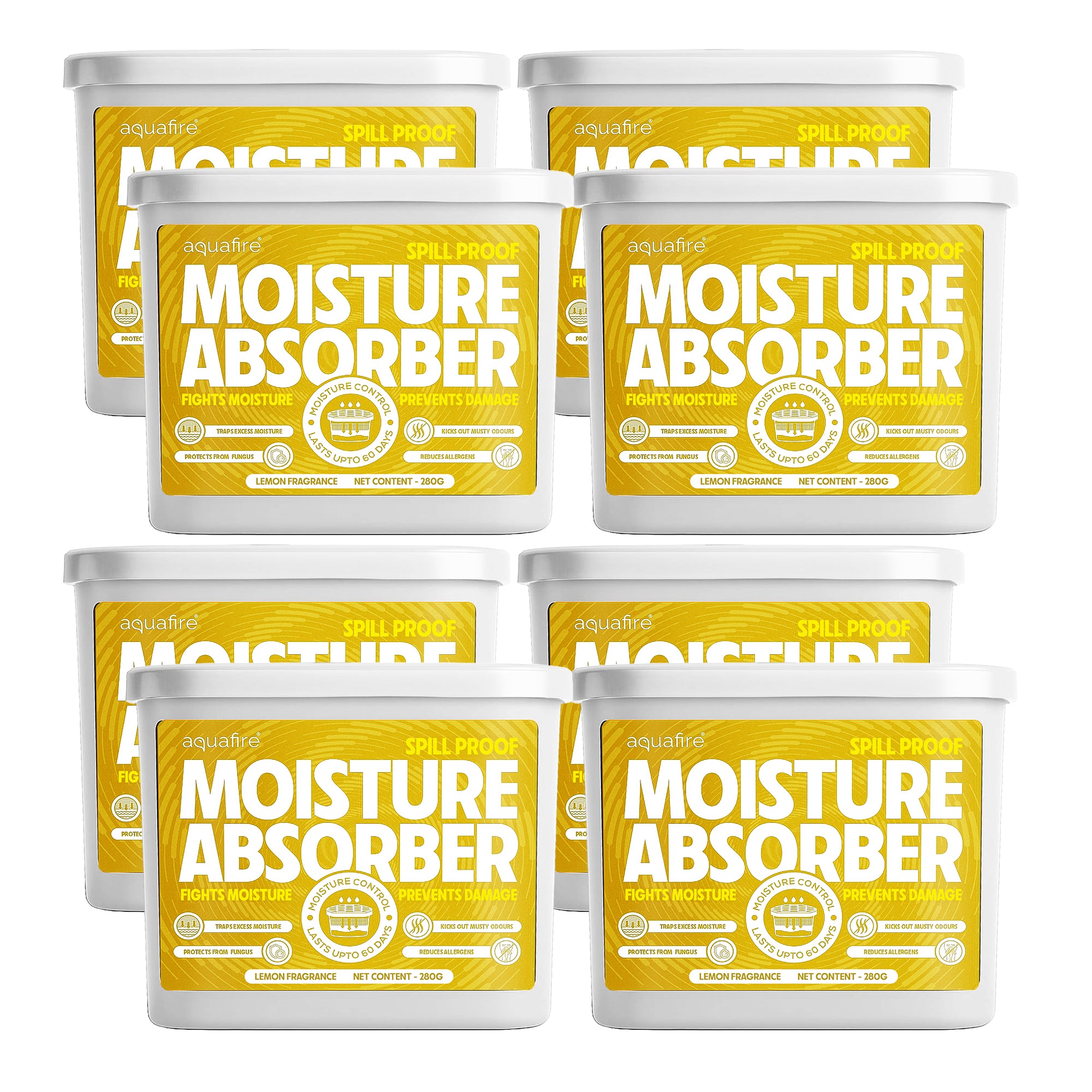 Moisture Absorber, 280g , Lemon , Spill Proof Dehumidifier, Fights Moisture, Prevents Damage & Fungus