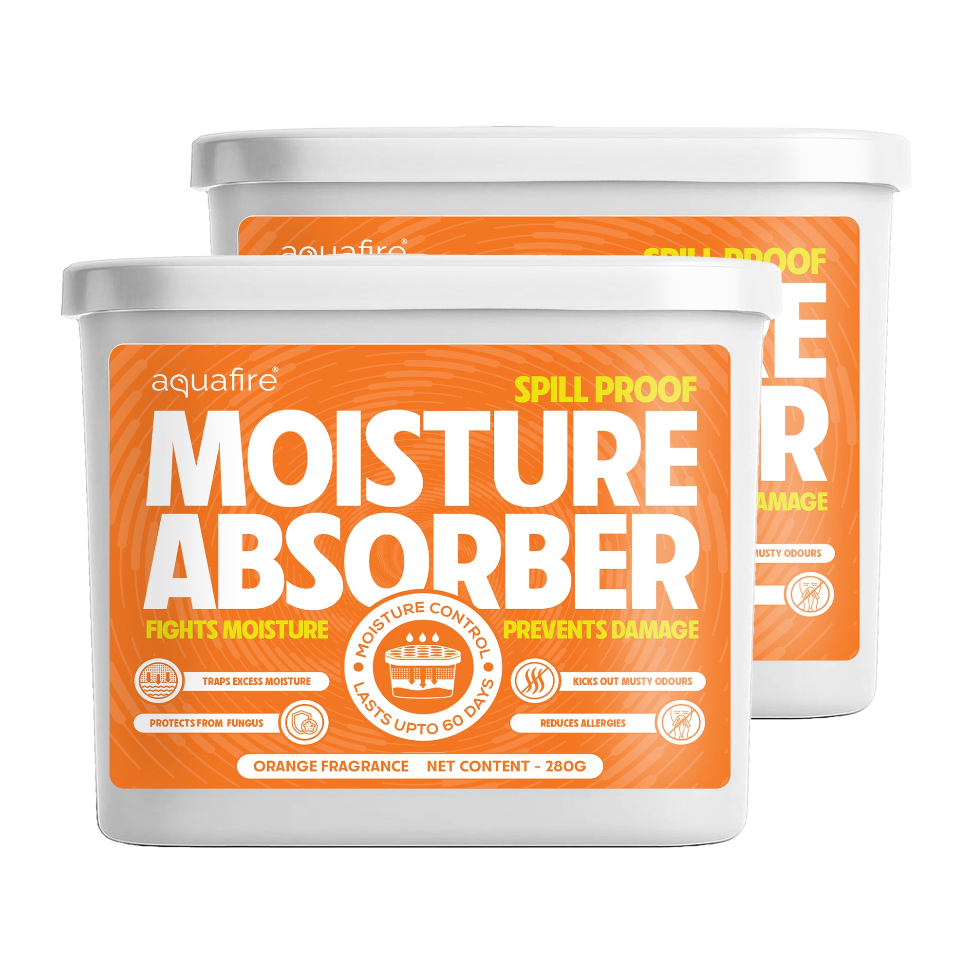 Moisture Absorber, 280g , Orange, Spill Proof Dehumidifier, Fights Moisture, Prevents Damage & Fungus