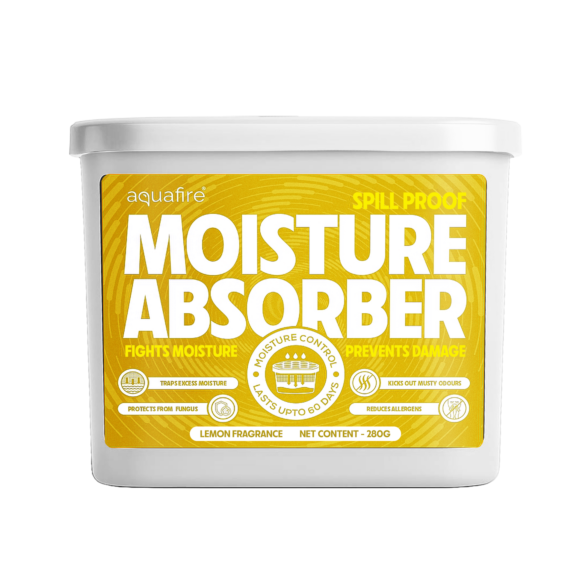 Moisture Absorber, 280g , LEMON, Spill Proof Dehumidifier, Fights Moisture, Prevents Damage & Fungus