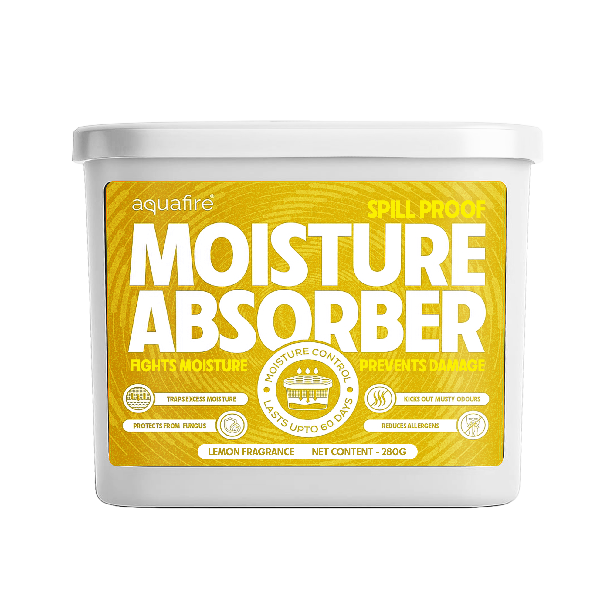 Moisture Absorber, 280g , Lemon , Spill Proof Dehumidifier, Fights Moisture, Prevents Damage & Fungus