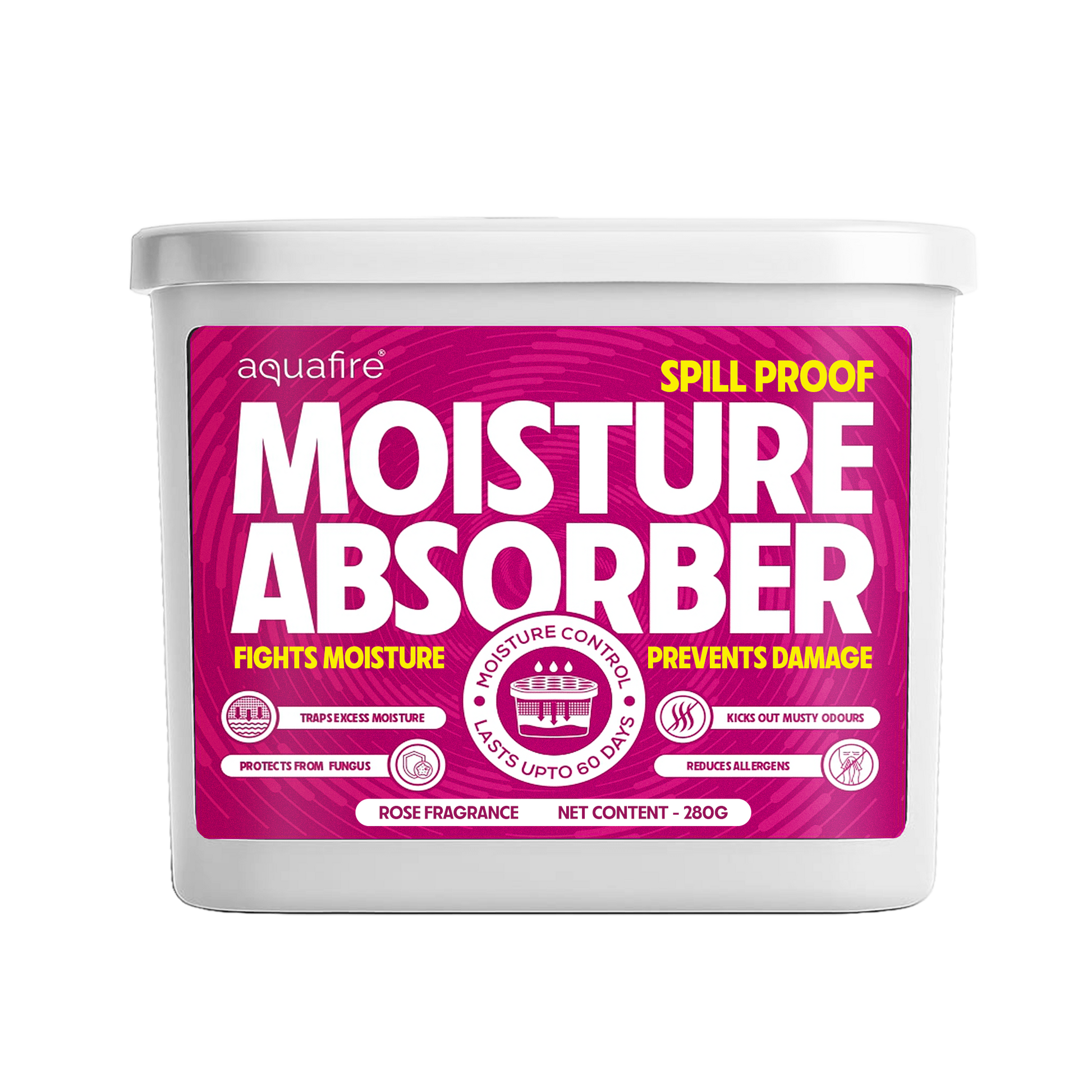 Moisture Absorber, 280g , ROSE, Spill Proof Dehumidifier, Fights Moisture, Prevents Damage & Fungus