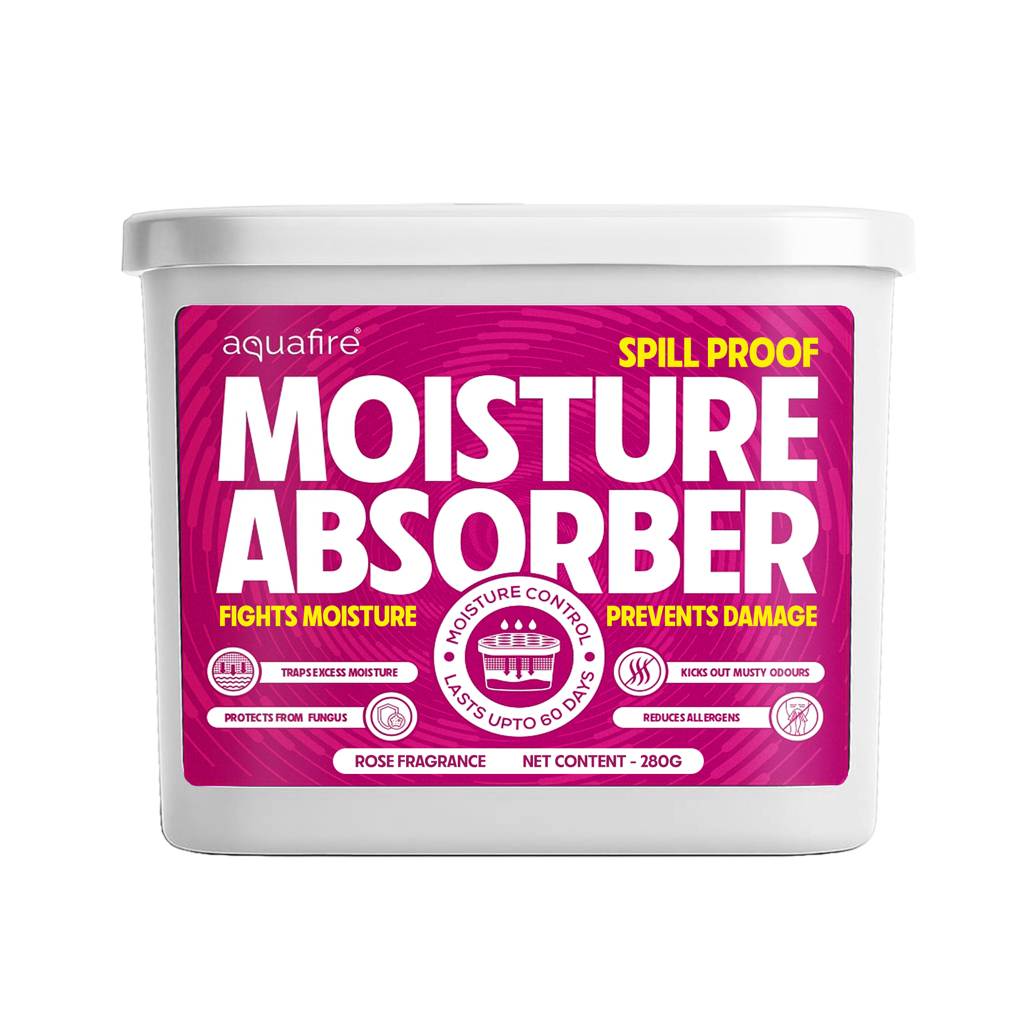 Moisture Absorber, 280g , Rose, Spill Proof Dehumidifier, Fights Moisture, Prevents Damage & Fungus