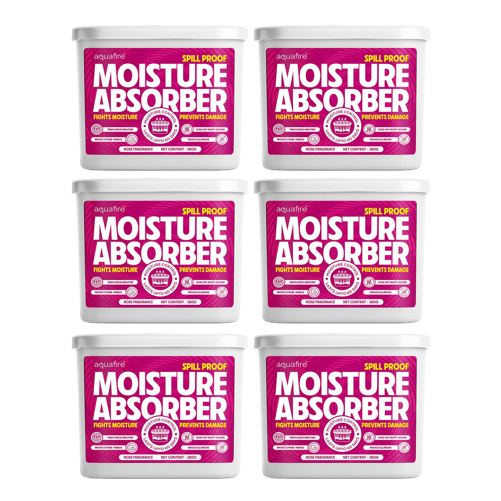 Moisture Absorber, 280g X 6, ROSE, Spill Proof Dehumidifier, Fights Moisture, Prevents Damage & Fungus