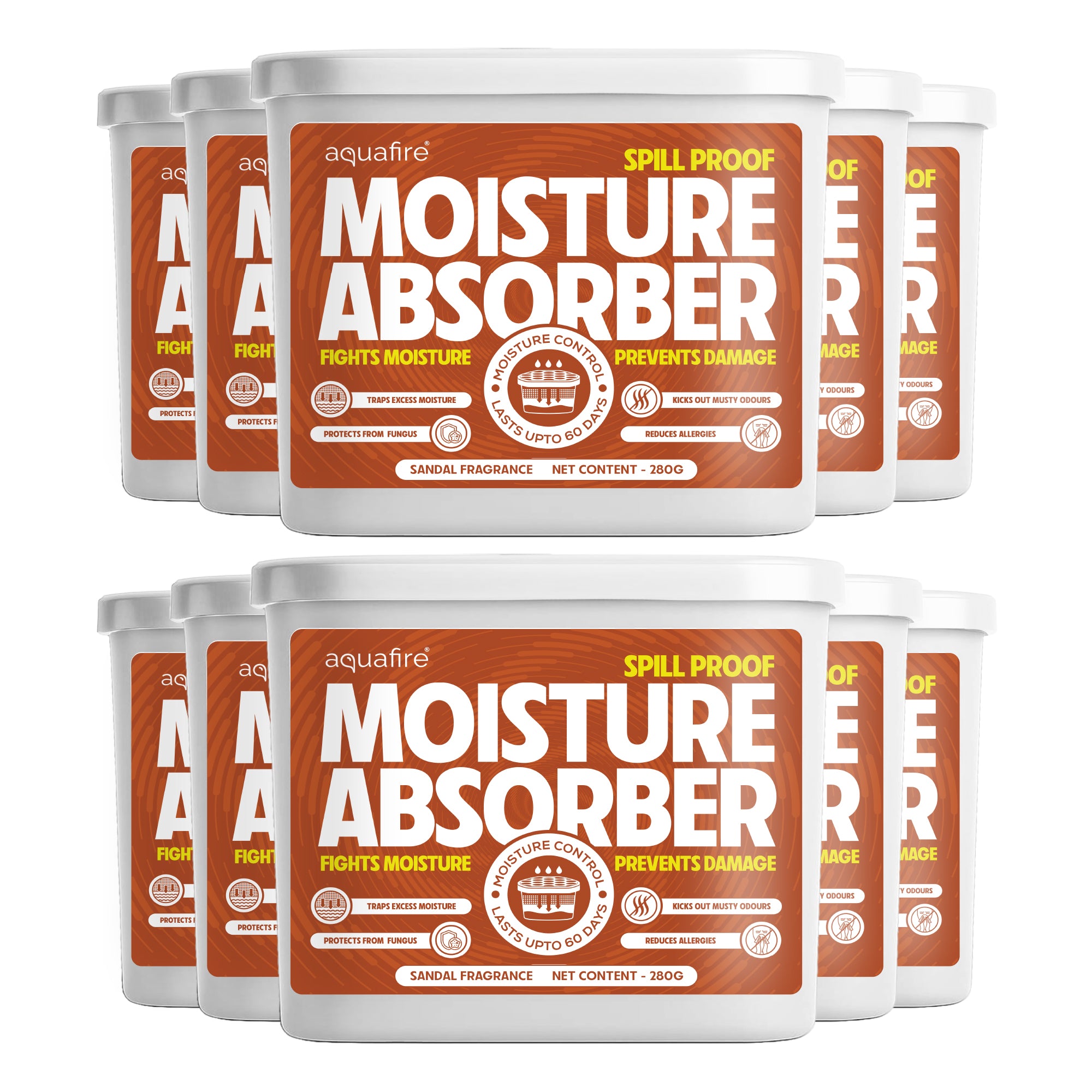 Moisture Absorber, 280g , Sandalwood , Spill Proof Dehumidifier, Fights Moisture, Prevents Damage & Fungus