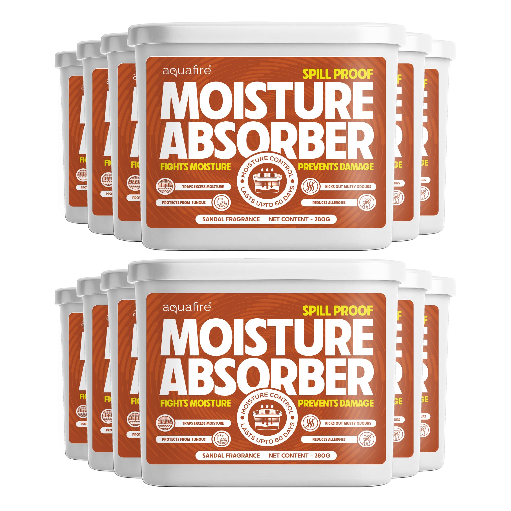 Moisture Absorber, 280g , Sandalwood , Spill Proof Dehumidifier, Fights Moisture, Prevents Damage & Fungus