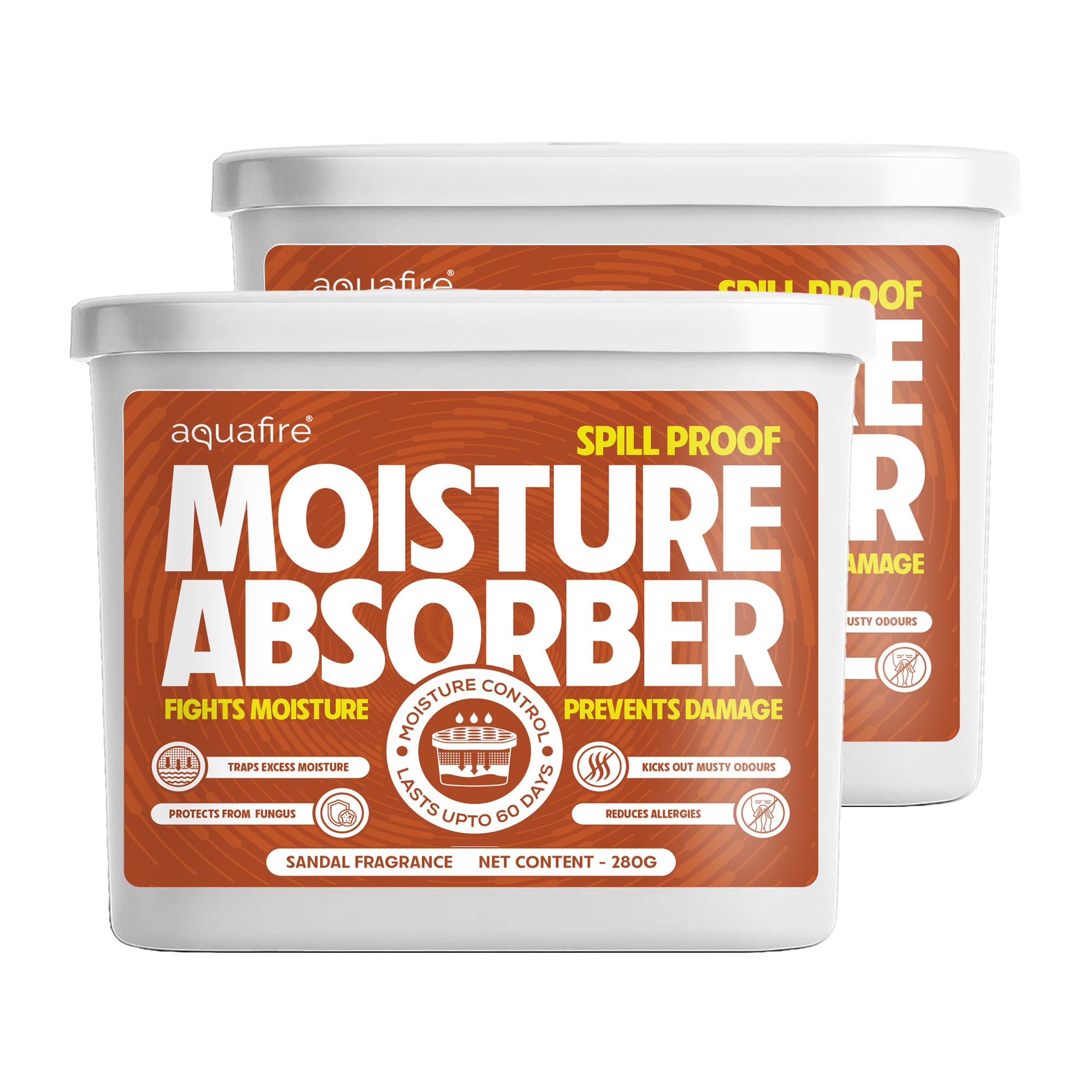 Moisture Absorber, 280g , Sandalwood , Spill Proof Dehumidifier, Fights Moisture, Prevents Damage & Fungus