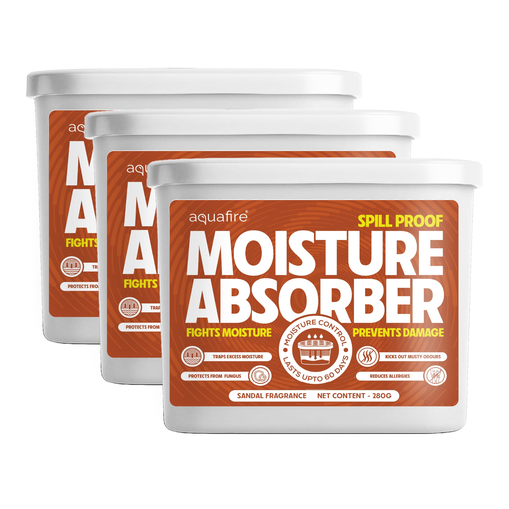 Moisture Absorber, 280g , Sandalwood , Spill Proof Dehumidifier, Fights Moisture, Prevents Damage & Fungus