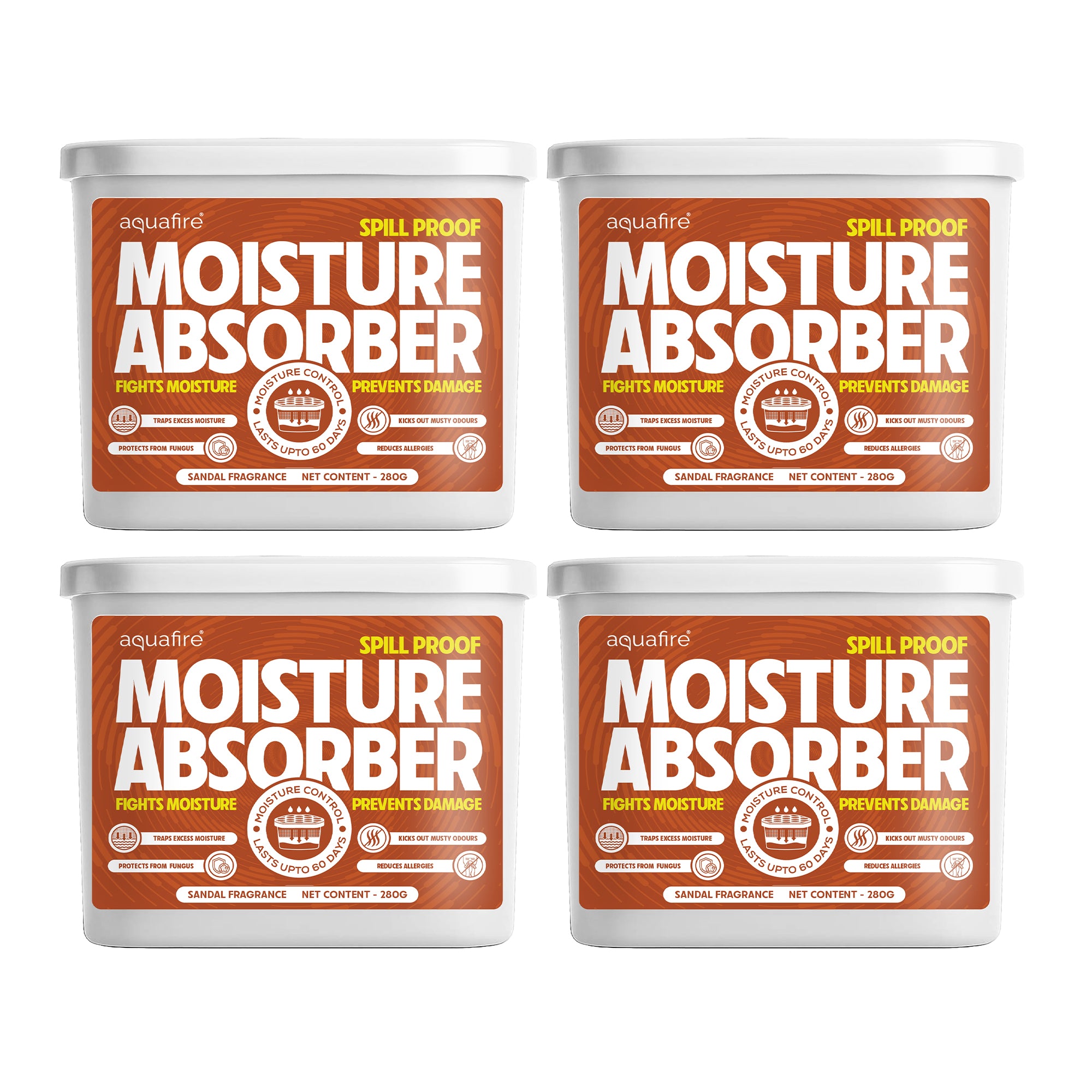 Moisture Absorber, 280g , Sandalwood , Spill Proof Dehumidifier, Fights Moisture, Prevents Damage & Fungus
