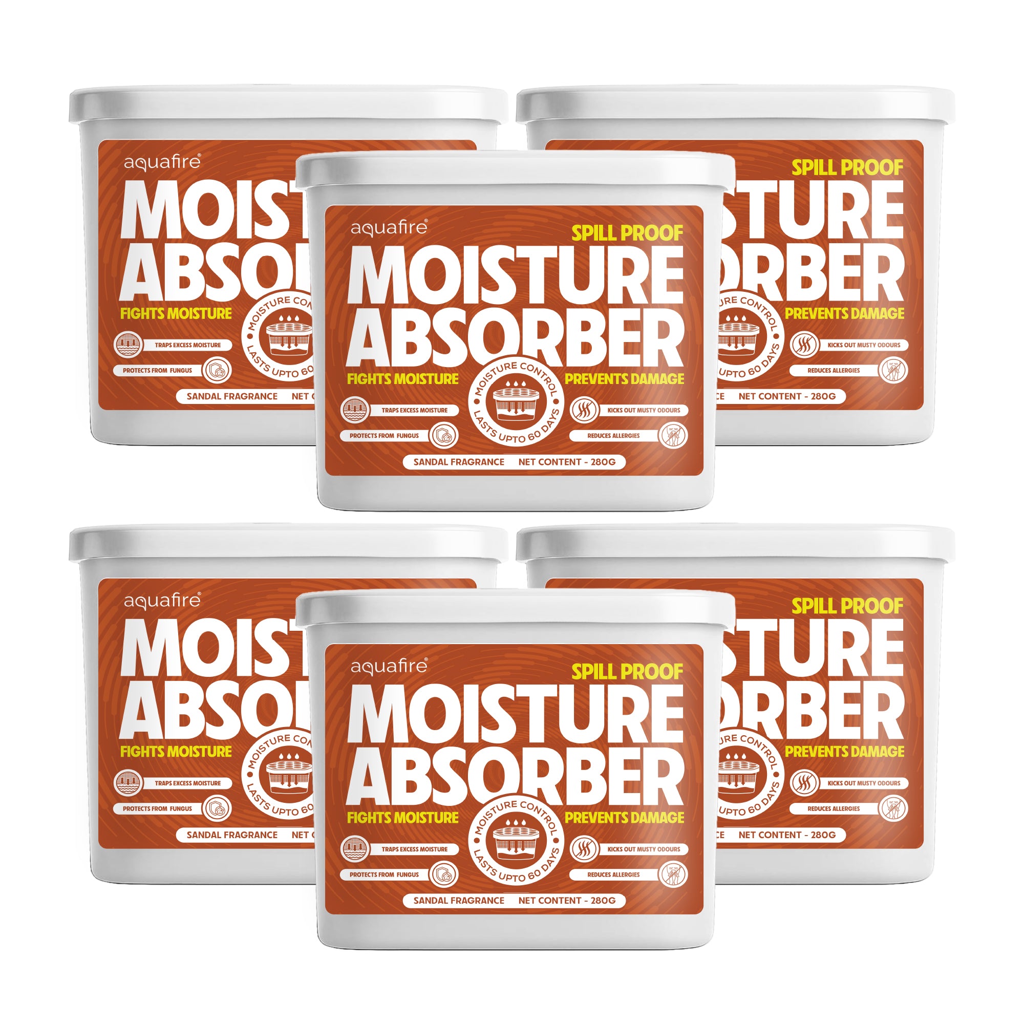 Moisture Absorber, 280g , Sandalwood , Spill Proof Dehumidifier, Fights Moisture, Prevents Damage & Fungus
