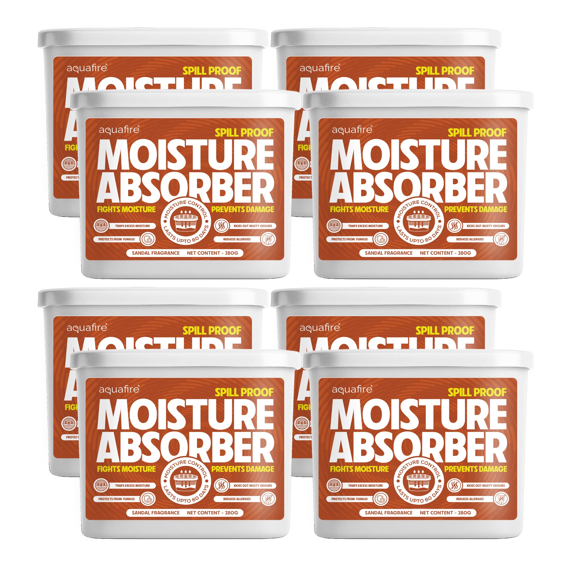 Moisture Absorber, 280g , Sandalwood , Spill Proof Dehumidifier, Fights Moisture, Prevents Damage & Fungus